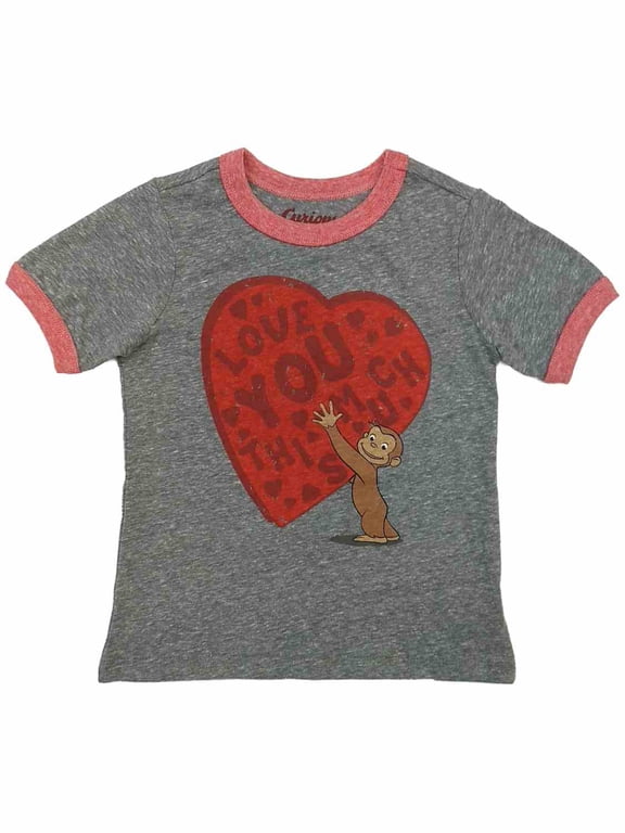 Infant & Toddler Boys Curious George Valentines Day T-Shirt Monkey Heart 12m