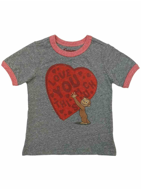Infant & Toddler Boys Curious George Valentines Day T-Shirt Monkey Heart 12m