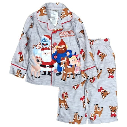 Infant & Toddler Boys Gray Flannel Christmas Rudolph Pajamas Sleep Set 12M