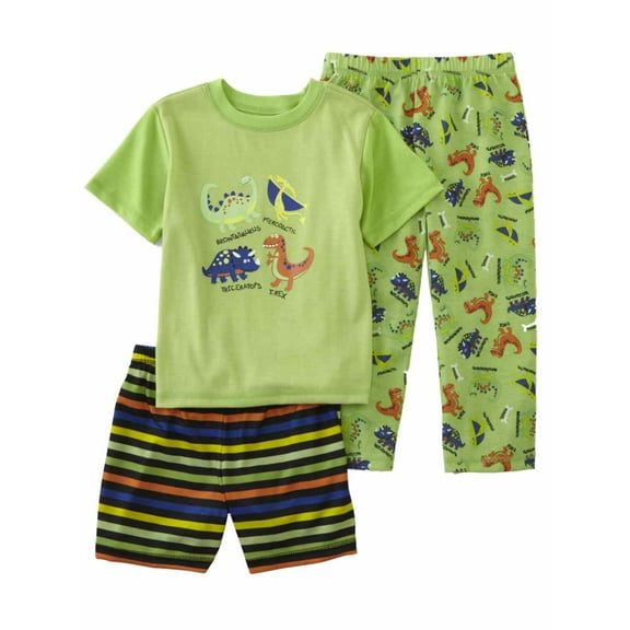 Infant & Toddler Boys Green Dinosaurs Pajamas 3 Piece Sleep Set 12M