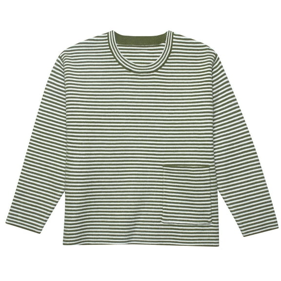 Infant & Toddler Boys Green Striped Sweater With Pocket