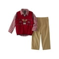 thumbnail image 1 of Infant & Toddler Boys Holiday Suit Outfit Reindeer Vest Plaid Shirt & Pants 4T, 1 of 1