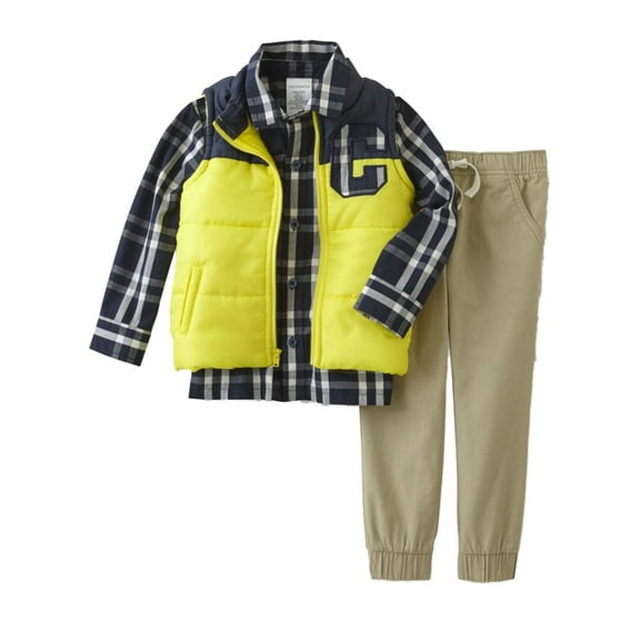 Infant & Toddler Boys Plaid Baby Outfit Vest Button Front Shirt & Pants Set 18m