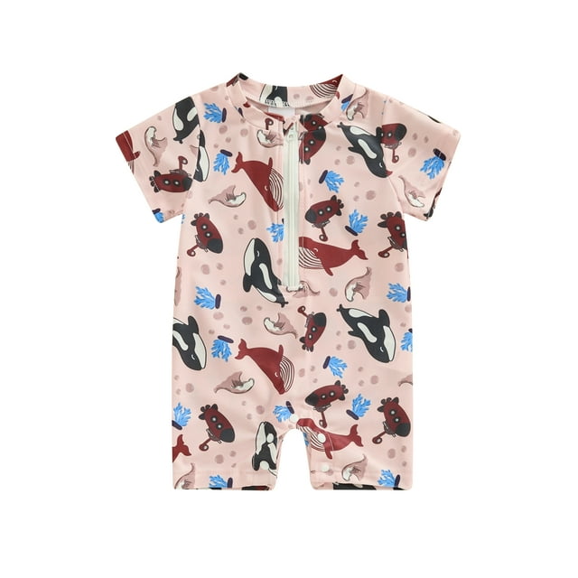 Infant Toddler Boys Rash Guard Swimwear Short Sleeve Swimsuit Whale