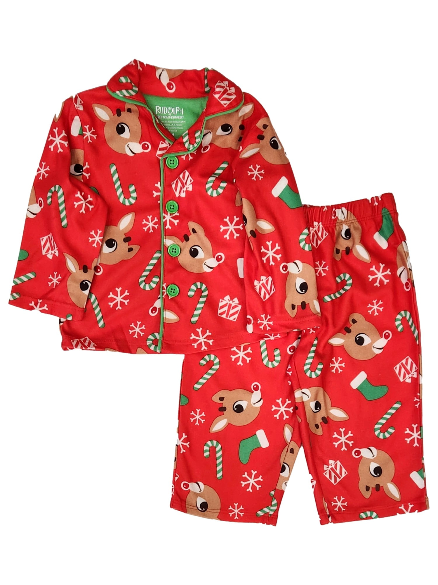Infant & Toddler Boys Red Flannel Christmas Rudolph Pajamas Sleep Set ...