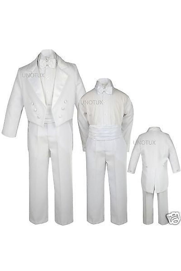Infant Toddler Boys Wedding Easter Formal Bow tie Tuxedo Suit White size: S - 20