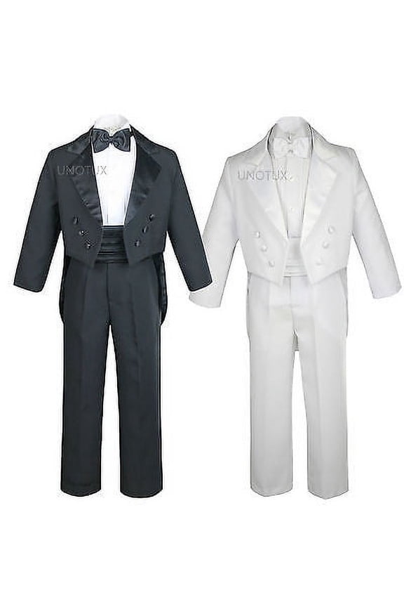 Infant Toddler Boys Wedding Easter Formal Bow tie Tuxedo Suit White size: S - 20