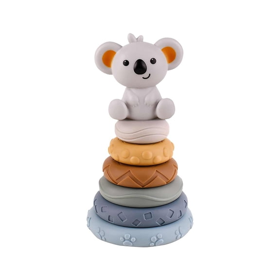 Infant And Toddler Educational Building Blocks, Cognitive Relief Soft Building Blocks, Vinyl Soft Building Block Toys (6 Shapes Square/Circle, 1 Koala Figure)