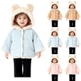 thumbnail image 1 of Infant Toddler Fall Winter Thickened Padded Jacket, Cute Bear Hat Long Sleeve Button Up Warm Outerwear,Pink, 1 of 7