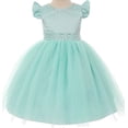 thumbnail image 1 of Infant & Toddler Flower Girl Dress Rhinestone Embellished Neckline & Waist Mint 12M TR 027, 1 of 2