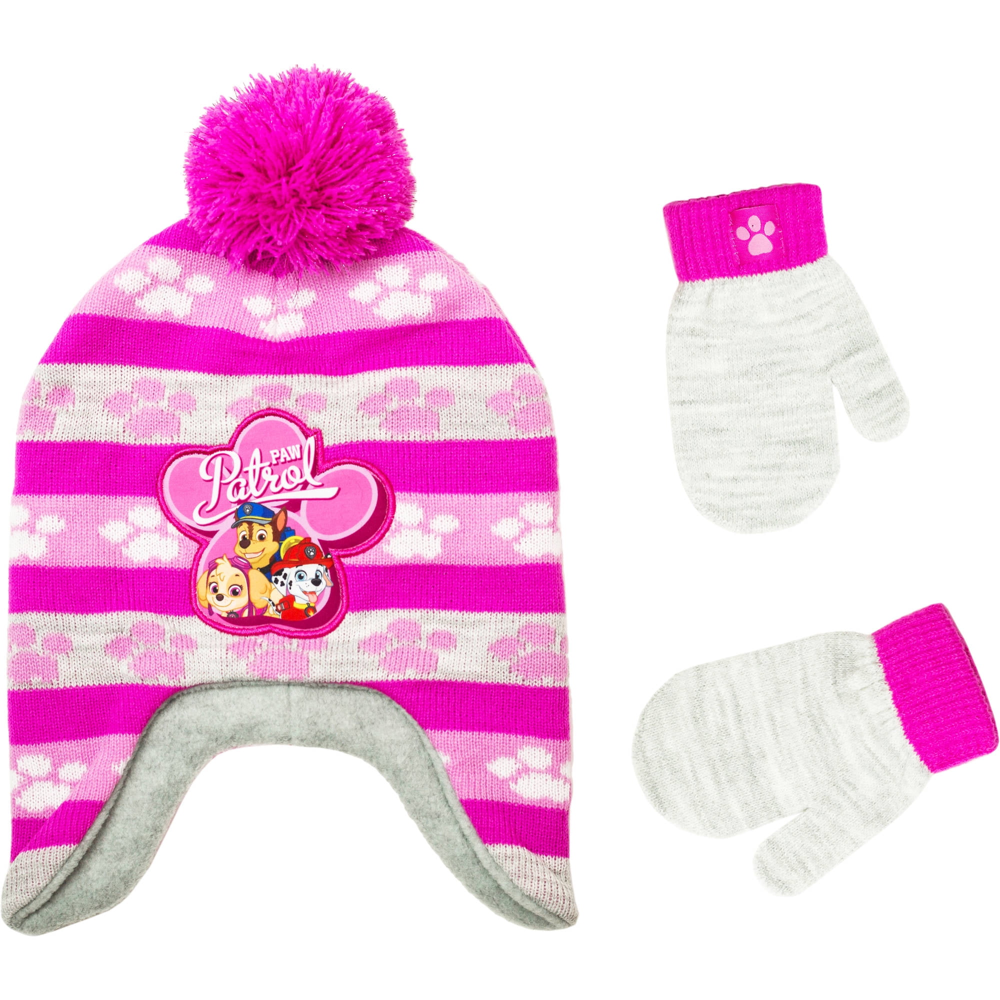 Infant Toddler Girl Hat and Mitten Set