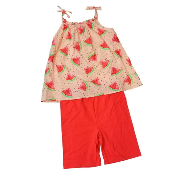 Infant & Toddler Girls Baby Peach Summer Outfit Watermelon Shirt & Shorts 4T