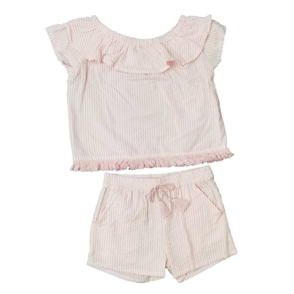 Infant & Toddler Girls Baby White & Pink Stripe Shirt & Short Set Outfit 3T