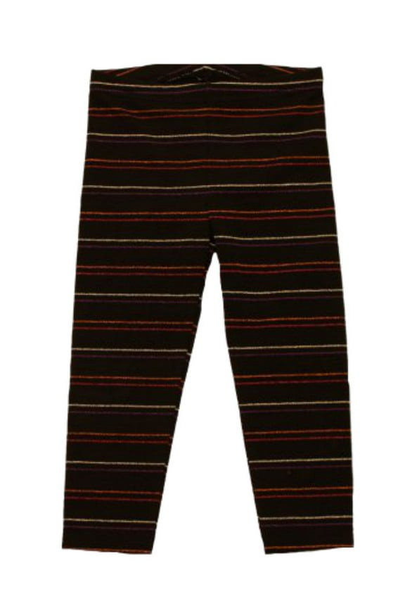 Infant & Toddler Girls Black Glitter Stripe Stretch Pants Halloween Leggings 4T