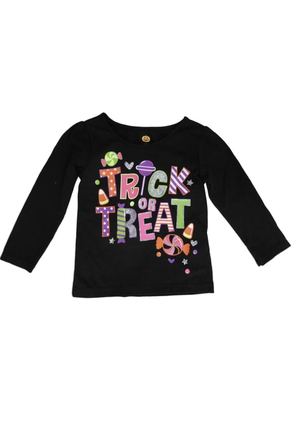 Infant & Toddler Girls Black Halloween Tee Shirt Trick or Treat T-Shirt 12m