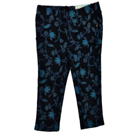 Infant & Toddler Girls Black Turquoise Floral Flower Jean Leggings Jegging Pants