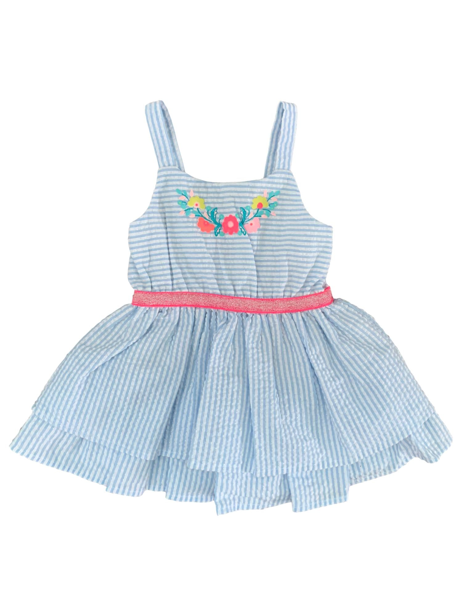 Infant & Toddler Girls Blue & White Striped Flower Sleeveless Sun Dress -  Walmart.com