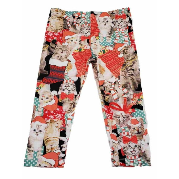 Infant & Toddler Girls Cat Kitten Christmas Holiday Leggings Stretch Pants 18m