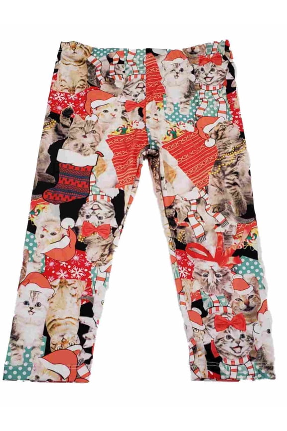 Infant & Toddler Girls Cat Kitten Christmas Holiday Leggings Stretch Pants 18m