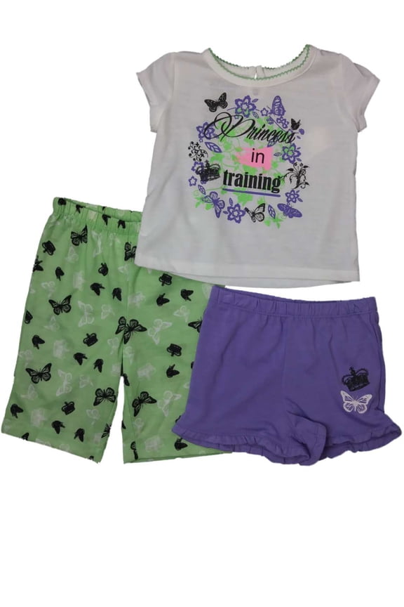 Infant & Toddler Girls Flower Butterfly Princess In Training 3-Piece Pajamas 12m