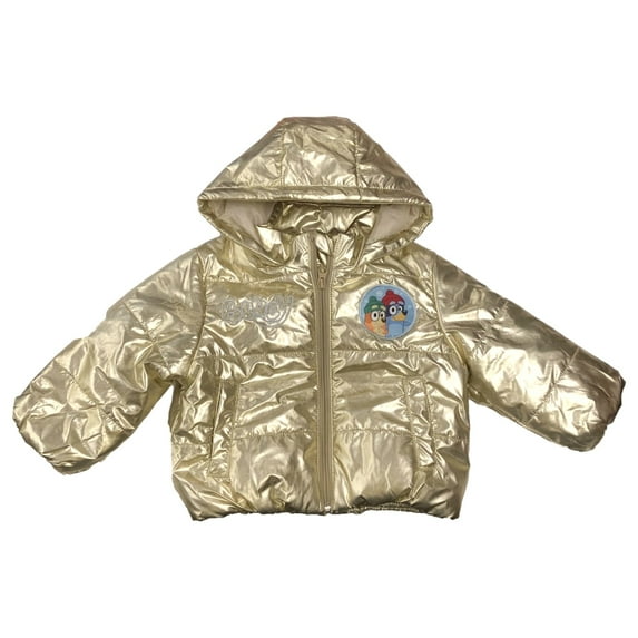 Infant & Toddler Girls Gold Bluey Hooded Ski Jacket Puffer Coat 2T