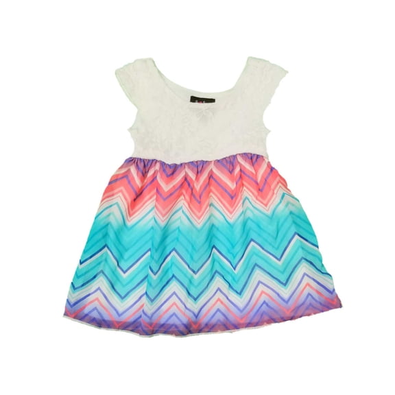 Infant & Toddler Girls Lace Bodice Spring Dress Chevron Skirt Summer Dress 12M