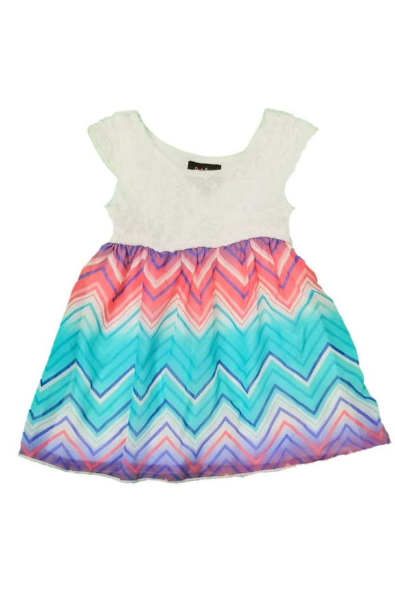 Infant & Toddler Girls Lace Bodice Spring Dress Chevron Skirt Summer Dress 12M