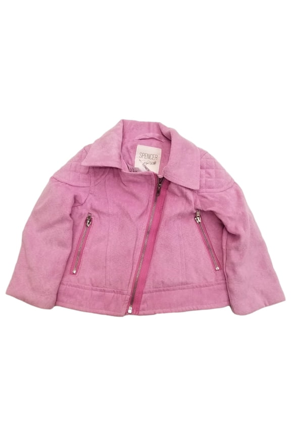 Infant & Toddler Girls Mauve Pink Coat Zip Up Motorcycle Jacket w/ Pockets 3t