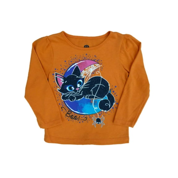Infant & Toddler Girls Orange Boo! Cat Halloween Shirt Long Sleeved T-Shirt 12m