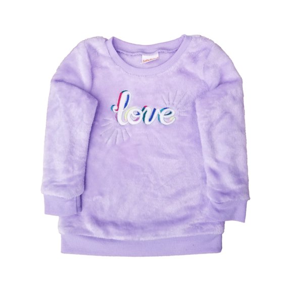 Infant & Toddler Girls Pale Purple Lavender Love Soft Faux Fur Sweatshirt 24M