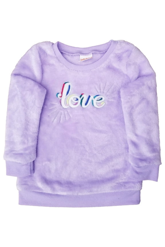 Infant & Toddler Girls Pale Purple Lavender Love Soft Faux Fur Sweatshirt 24M