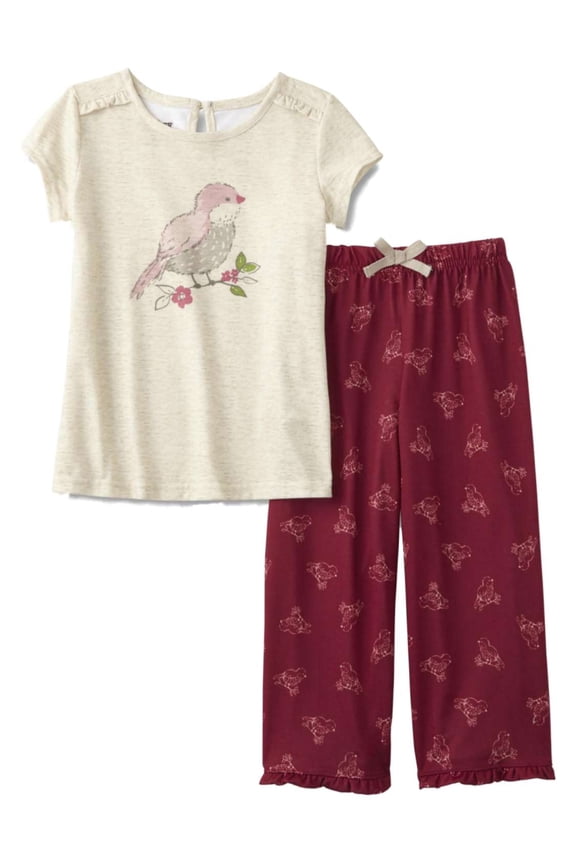 Infant & Toddler Girls Pink Bird Pajamas Lightweight Robin Sleep Set 3T
