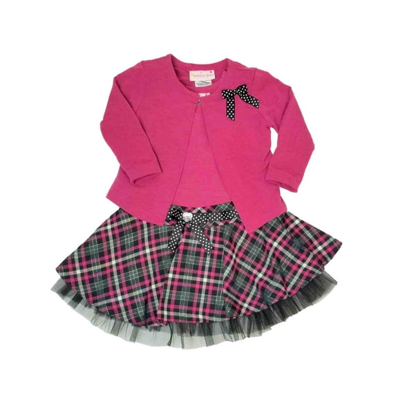 Infant Toddler Girls Pink Black Tulle Plaid Christmas Holiday Party Dress 24M