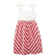 Infant Toddler Girls Pink & Cream Chevron Print Sun Dress Ruffle & Bow Sundress