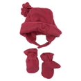 thumbnail image 1 of Infant & Toddler Girls Pink Fleece Flower Hat & Mittens Beanie Set 2T-4T, 1 of 1