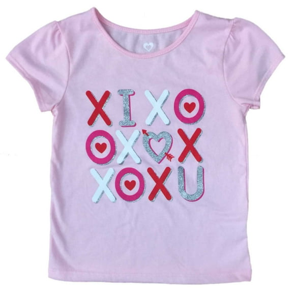 Infant & Toddler Girls Pink I Love You Valentines Day Heart T-Shirt XOXO 2T