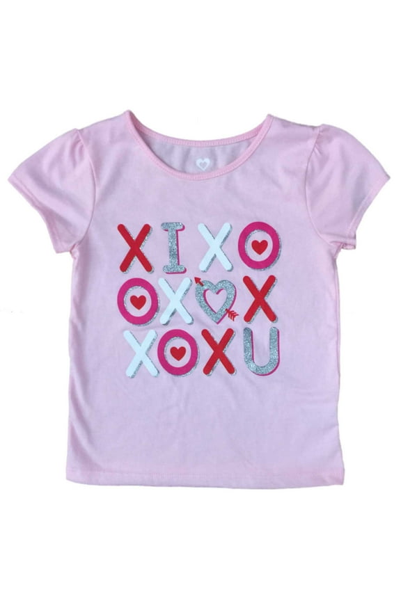 Infant & Toddler Girls Pink I Love You Valentines Day Heart T-Shirt XOXO 2T