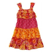 Infant Toddler Girls Pink & Orange Ruffled Paisley Floral Dress Flower Sundress