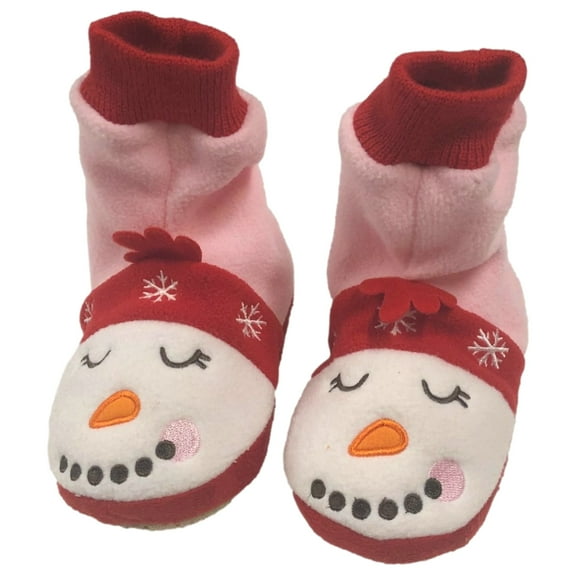 Infant & Toddler Girls Pink Snowman Slippers Boot Style House Shoes 12-24 Months