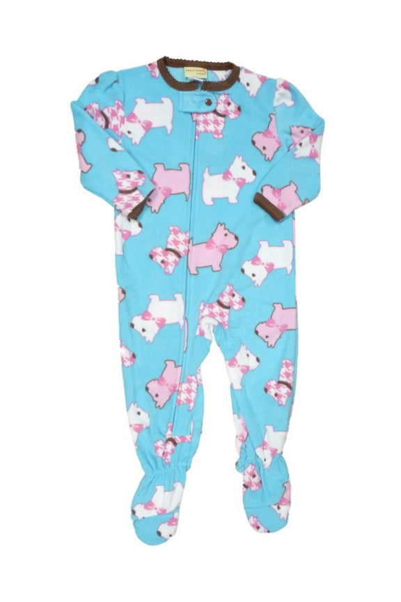 Infant & Toddler Girls Plush Blue Scottie Dog Sleeper Sleep & Play Pajamas 24m