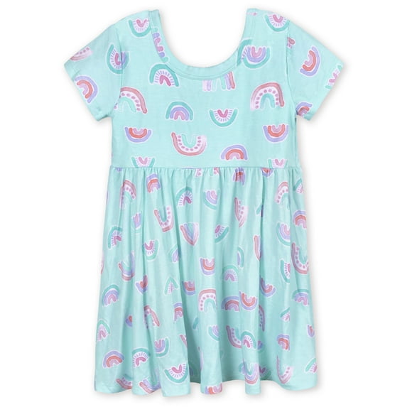 Infant & Toddler Girls Rainbow Sky Short Sleeve Twirl Dress