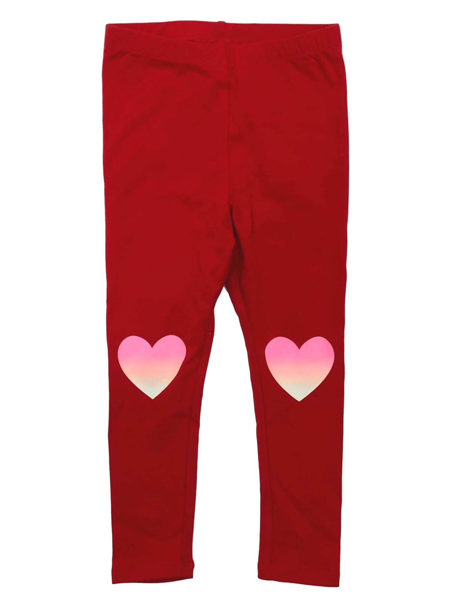 Infant & Toddler Girls Red Heart Leggings Valentines Day Stretch Pants 2T 