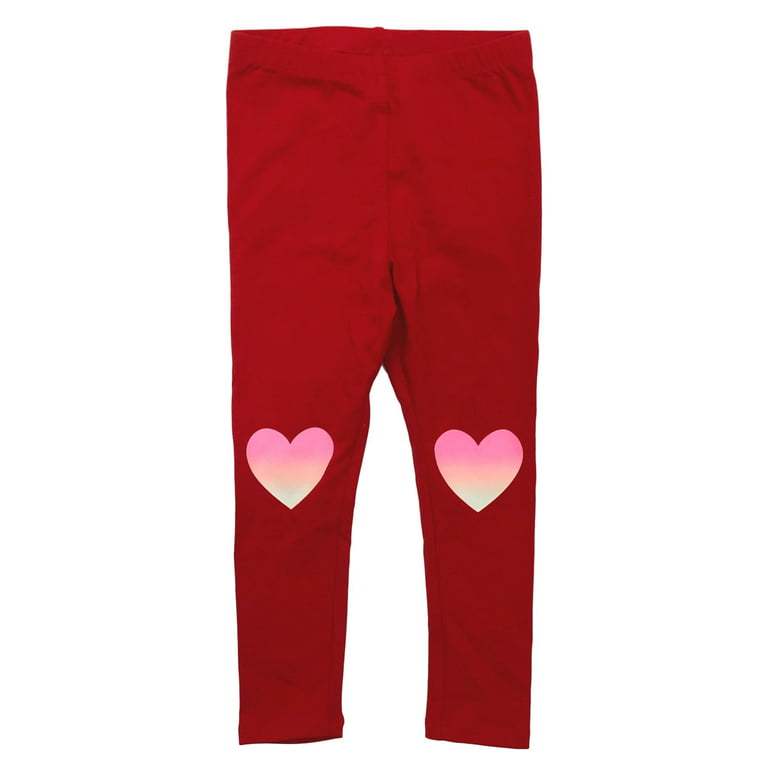 Infant & Toddler Girls Red Heart Leggings Valentines Day Stretch Pants 2T 
