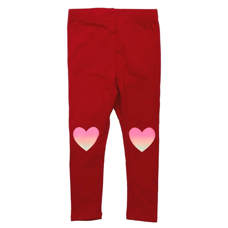 Infant Toddler Girls Red Heart Leggings Valentines Day Stretch Pants 5T