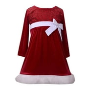 ASHLEY ANN Infant & Toddler Girls Red Velvet Glitter & Sequin Santa Claus Holiday Dress 12m
