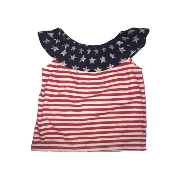 Infant & Toddler Girls Red White & Blue Patriotic Stars & Stripes Shirt 12M