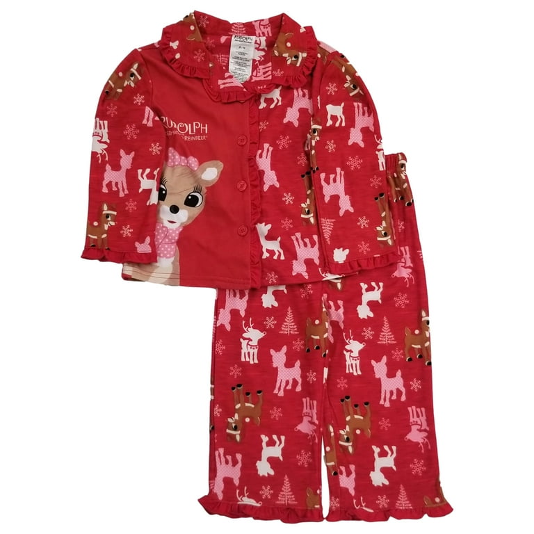Infant Toddler Girls Rudolph Red Nosed Reindeer Fleece Christmas Pajamas 2T Walmart