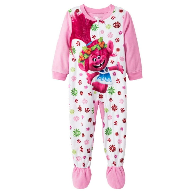 Infant Toddler Girls Trolls Poppy Christmas Holiday Baby Sleeper Pajamas