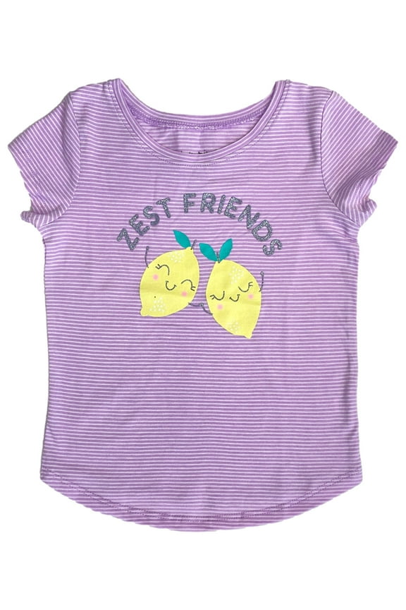 Infant Toddler Girls Zest Friends Purple Striped Short Sleeve T-Shirt 4T