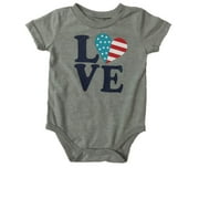 Infant Toddler Gray Love USA Single Outfit Fourth Of July Baby Bodysuit